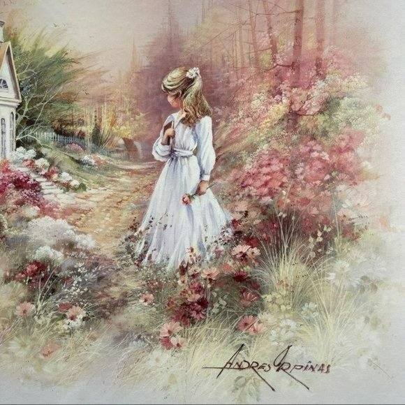 Vintage Girl And Flowers Framed Print Art by Andres Orpinas - Picture 6 of 13